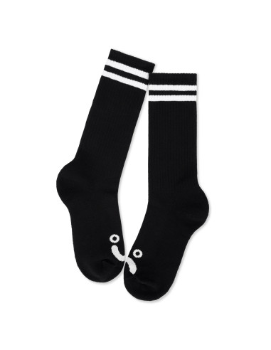 Rib Socks | Long | Happy Sad - Black