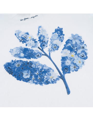 Blue Flowers Collab Tee - White